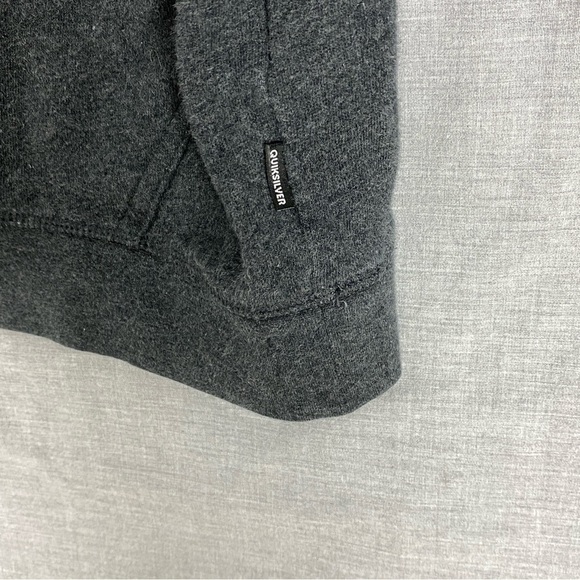 Quicksilver Hoodie Sz Medium Dark Gray Spell Out Kangaroo Pouch Pocket - Picture 6 of 12